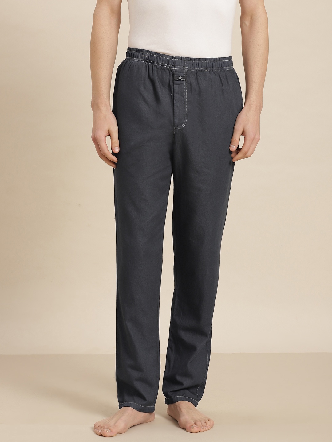 

Hancock Men New Dark Blue Solid Comfort Fit Pure Cotton Lounge Pant