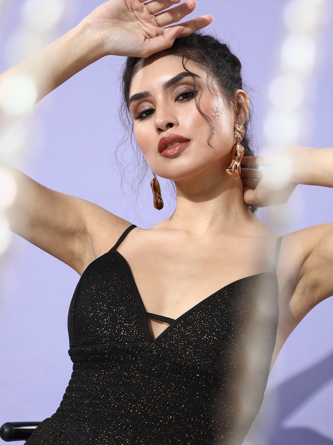 

LY2 Women Stunning Black Self-Design Bling and Sparkly Dress