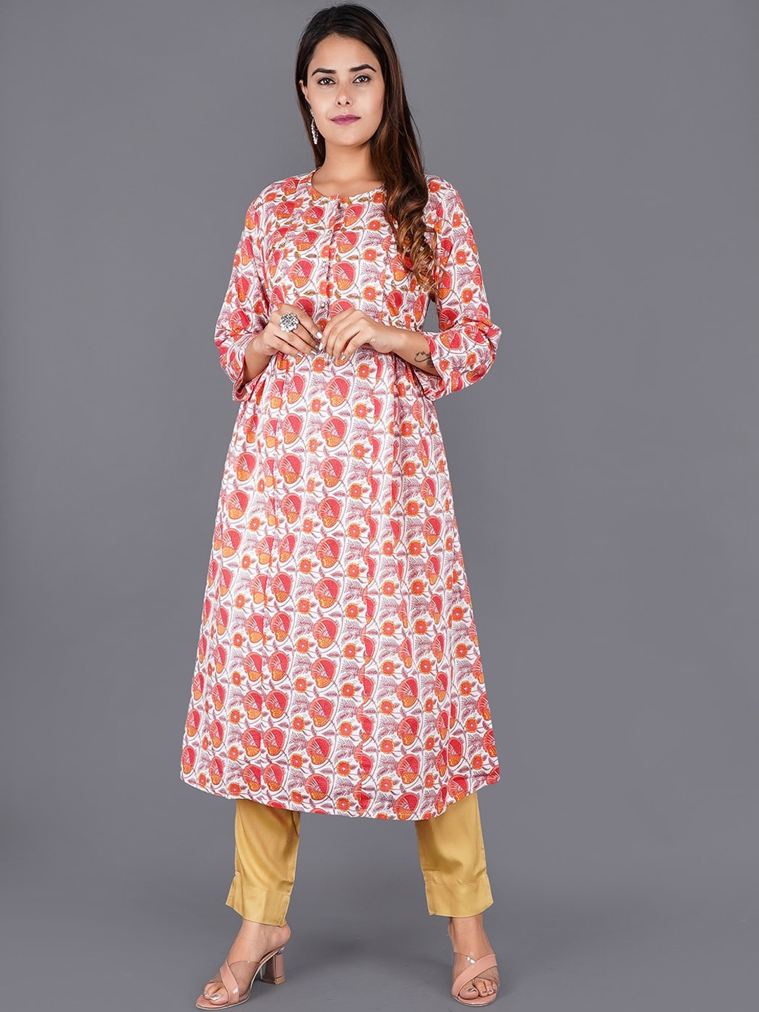 

KALINI Women Pink Floral Printed Kurta