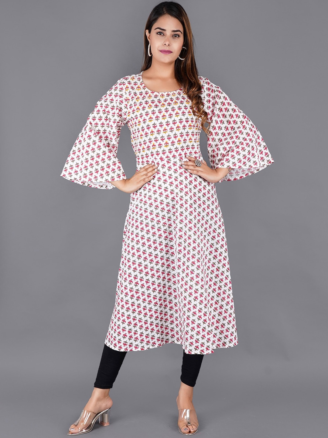 

KALINI Women Pink Floral Printed Flared Sleeves Anarkali Kurta