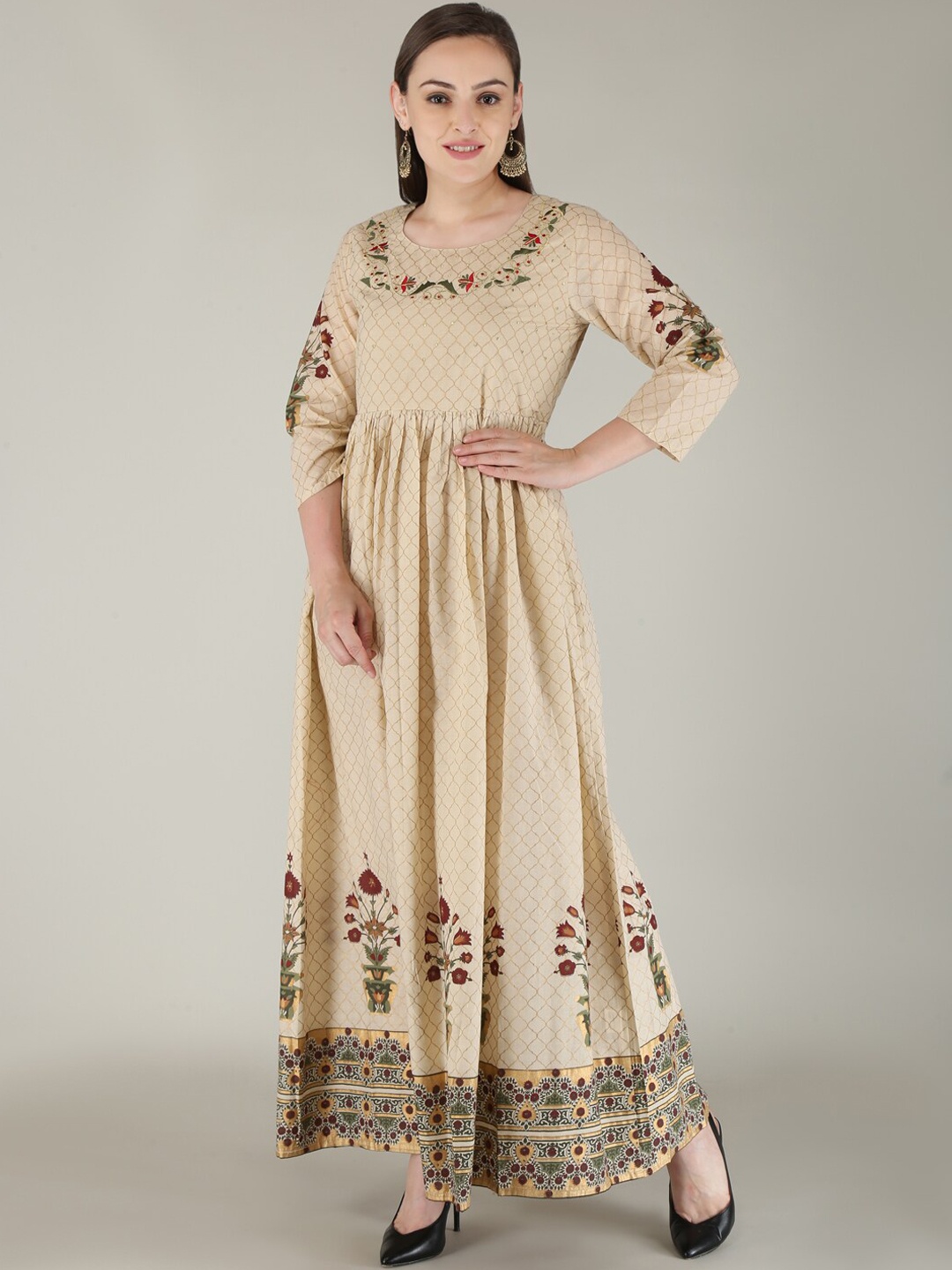 

KALINI Women White Ethnic Motifs Flared Sleeves Anarkali Kurta