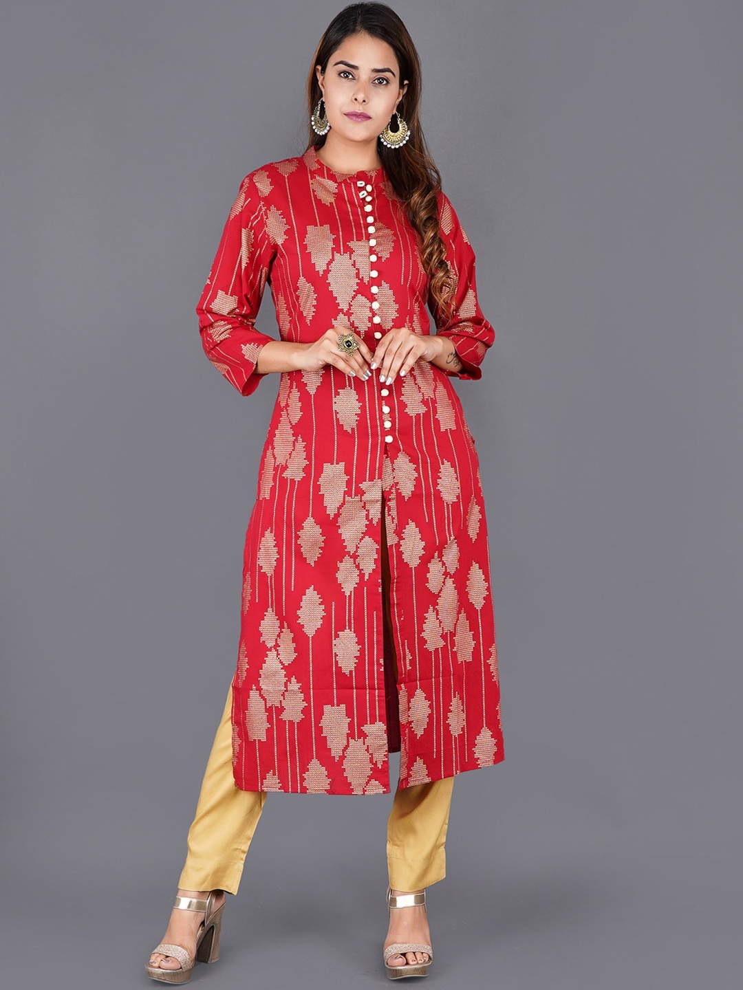 

KALINI Women Red Ethnic Motifs Printed Kurta