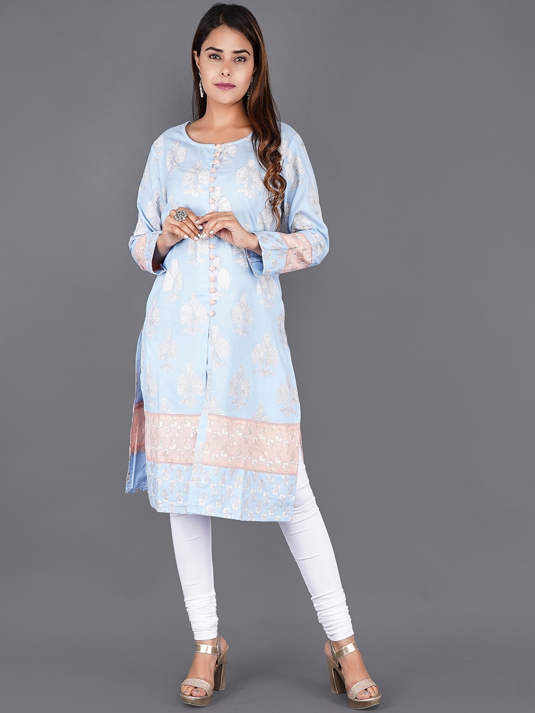 

KALINI Women Blue Ethnic Motifs Printed Kurta