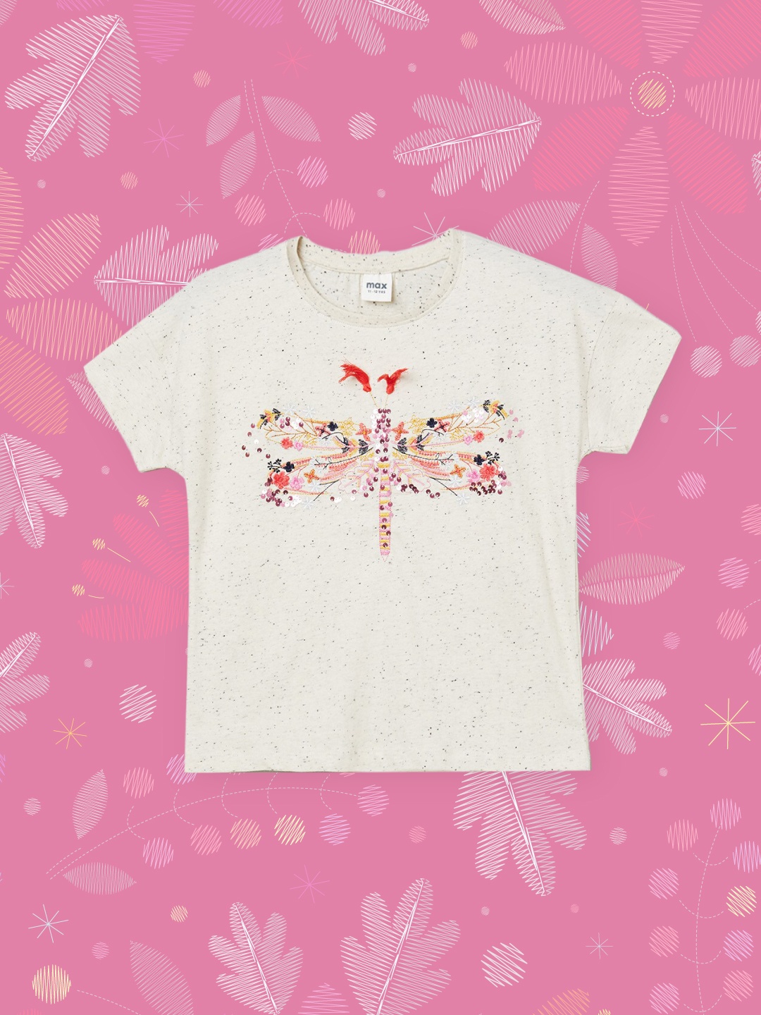 

max Girls White Floral Printed T-shirt