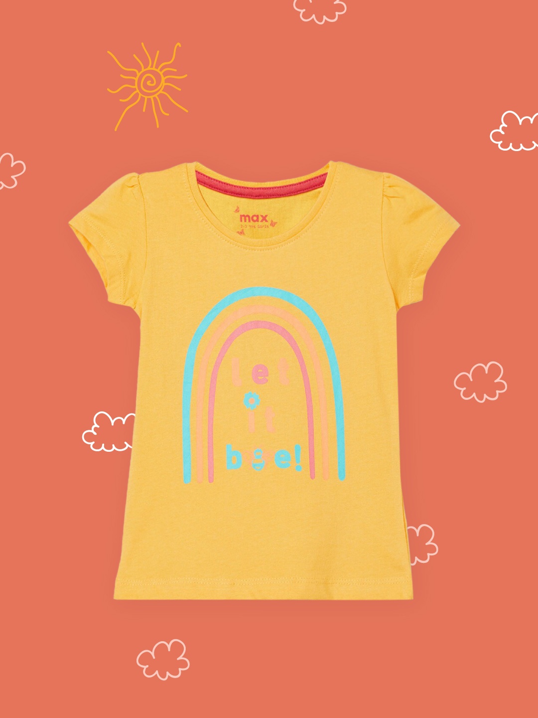 

max Girls Yellow Printed T-shirt