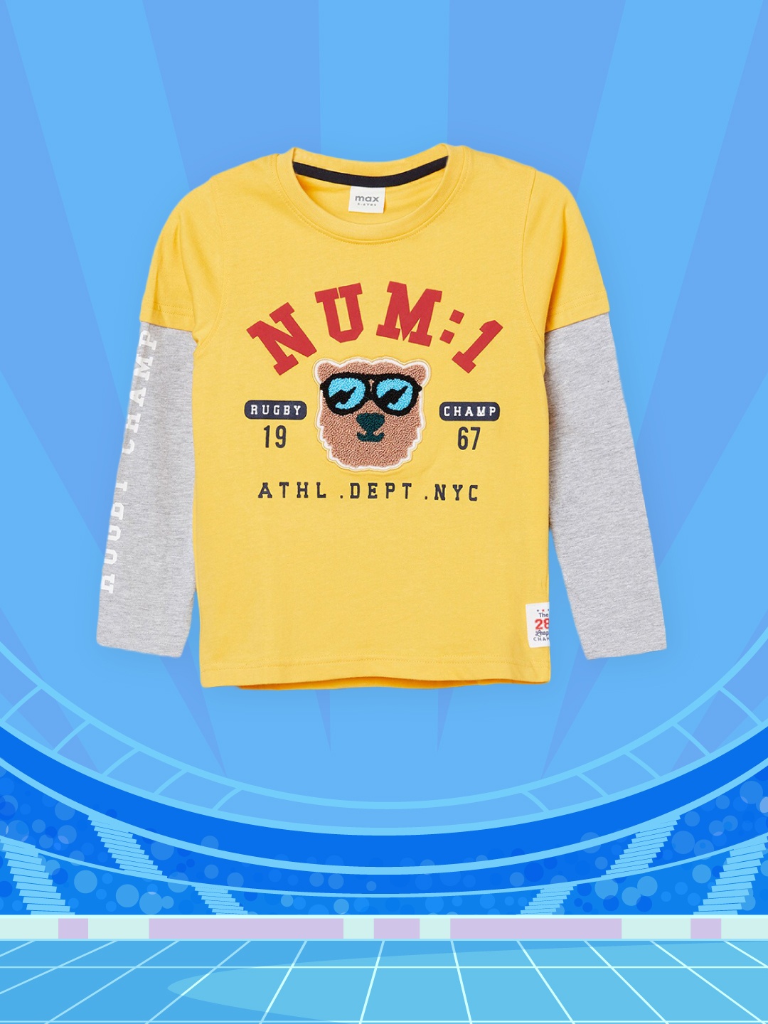 

max Boys Yellow Typography Printed Applique T-shirt