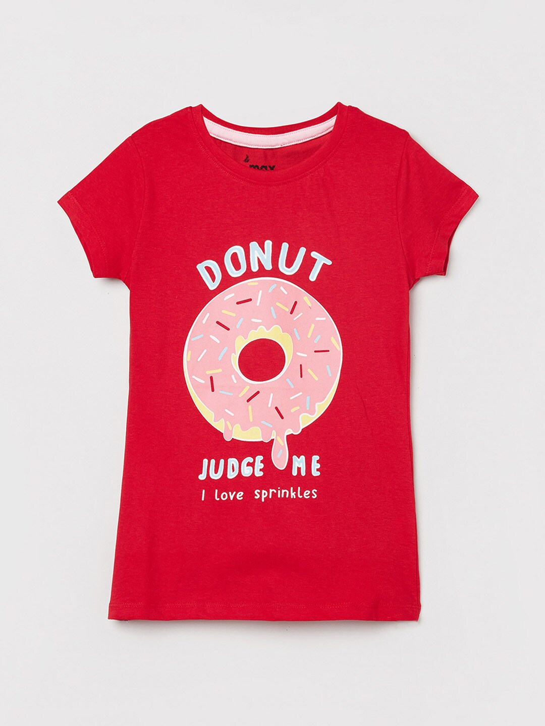 

max Girls Red Printed T-shirt