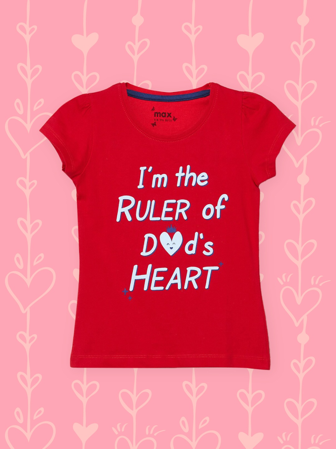 

max Girls Red Typography Printed T-shirt