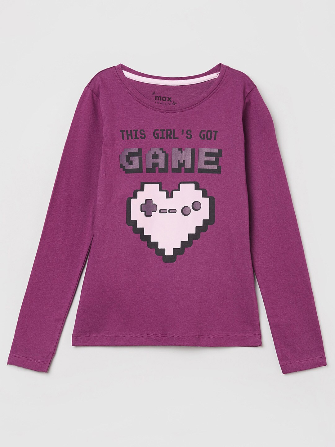 

max Girls Purple Graphic Printed T-shirt