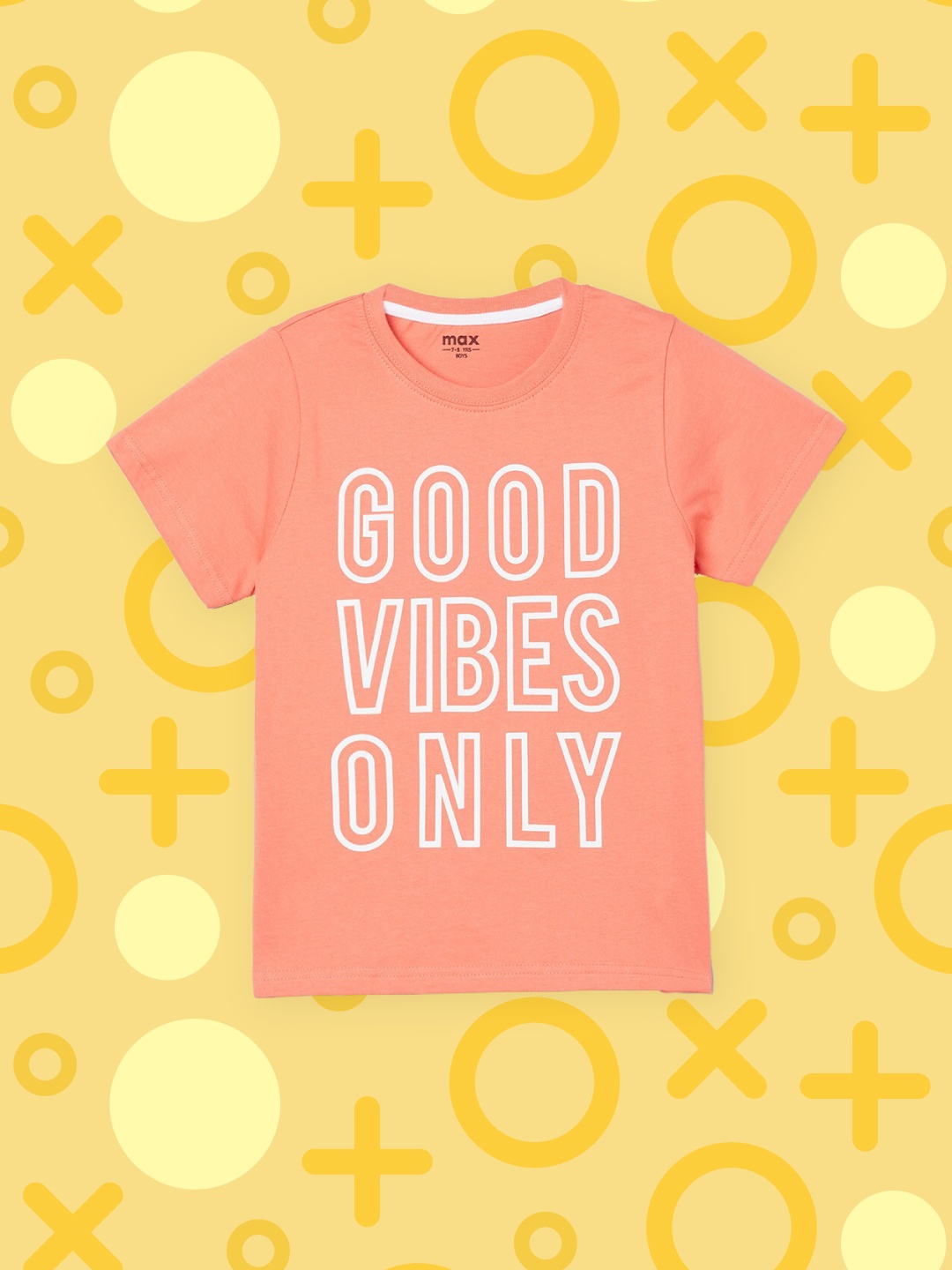 max Boys Orange Typography Printed T-shirt