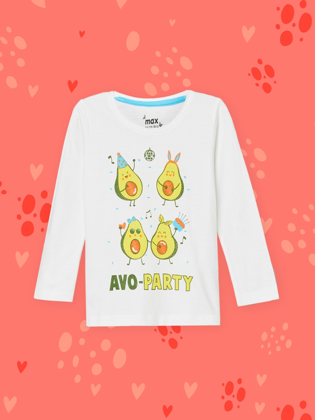 

max Girls White Graphic Avocado Printed T-shirt