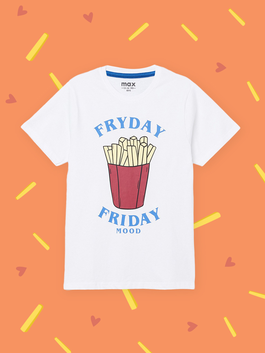 

max Boys White Printed T-shirt