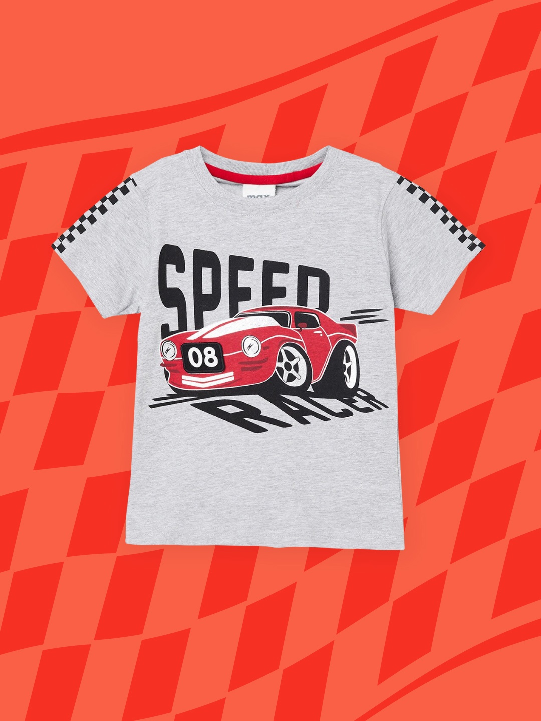 

max Boys Grey Printed T-shirt