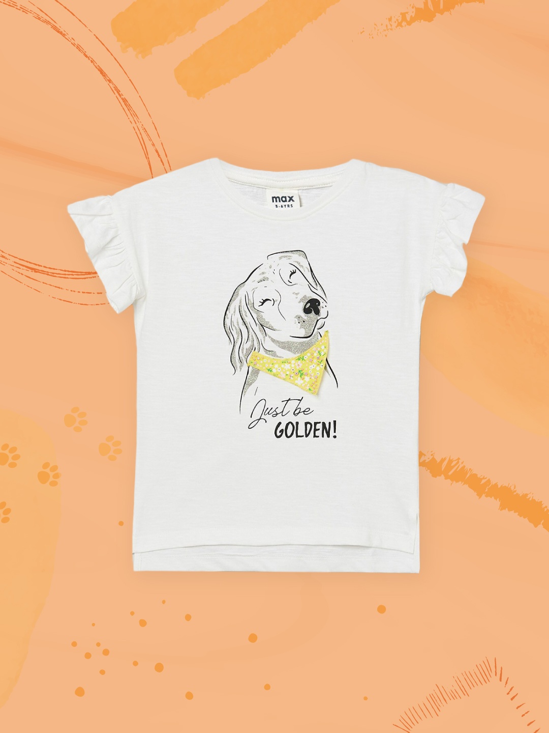 

max Girls White Animal Printed T-shirt
