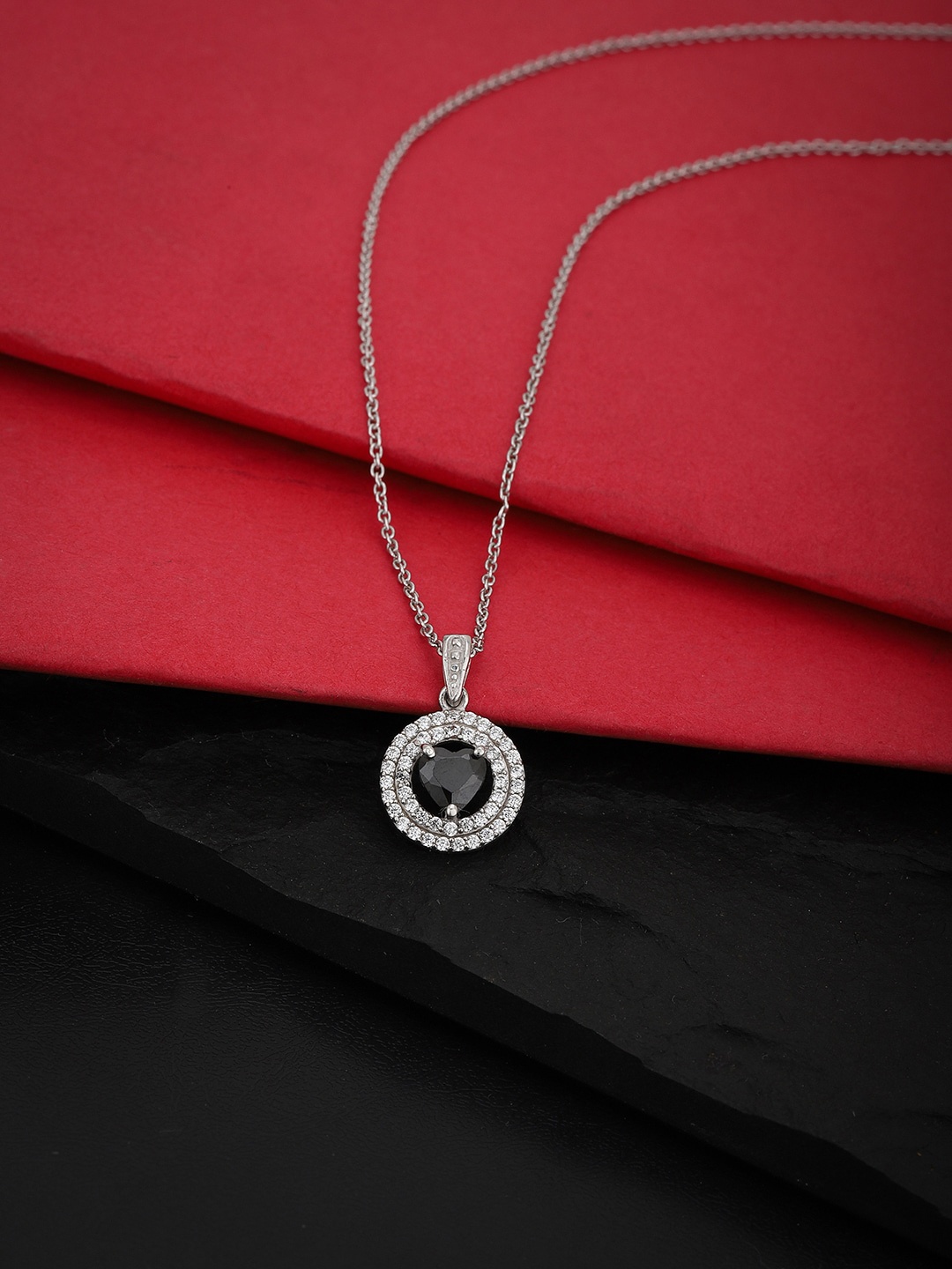 

VANBELLE 925 Sterling Silver Rhodium-Plated Cubic Zirconia Necklace