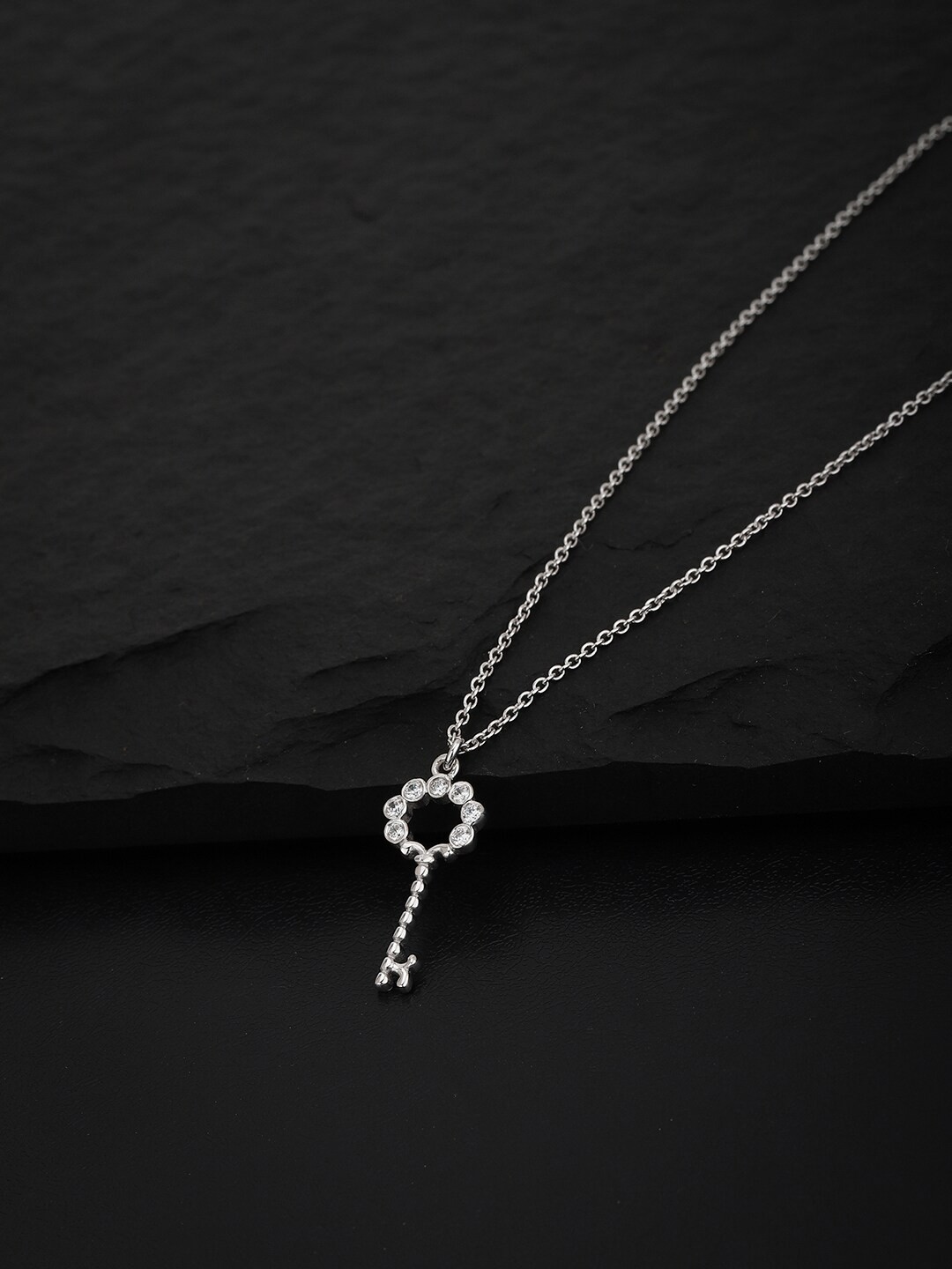 

VANBELLE 925 Sterling Silver-Plated Handcrafted Key Pendant Necklace