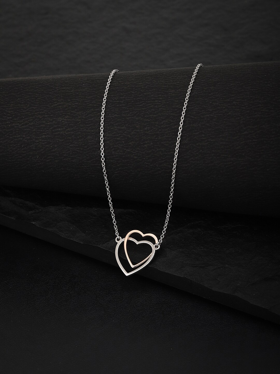 

VANBELLE Silver-Toned & Gold-Toned 925 Sterling Silver Rhodium-Plated Necklace