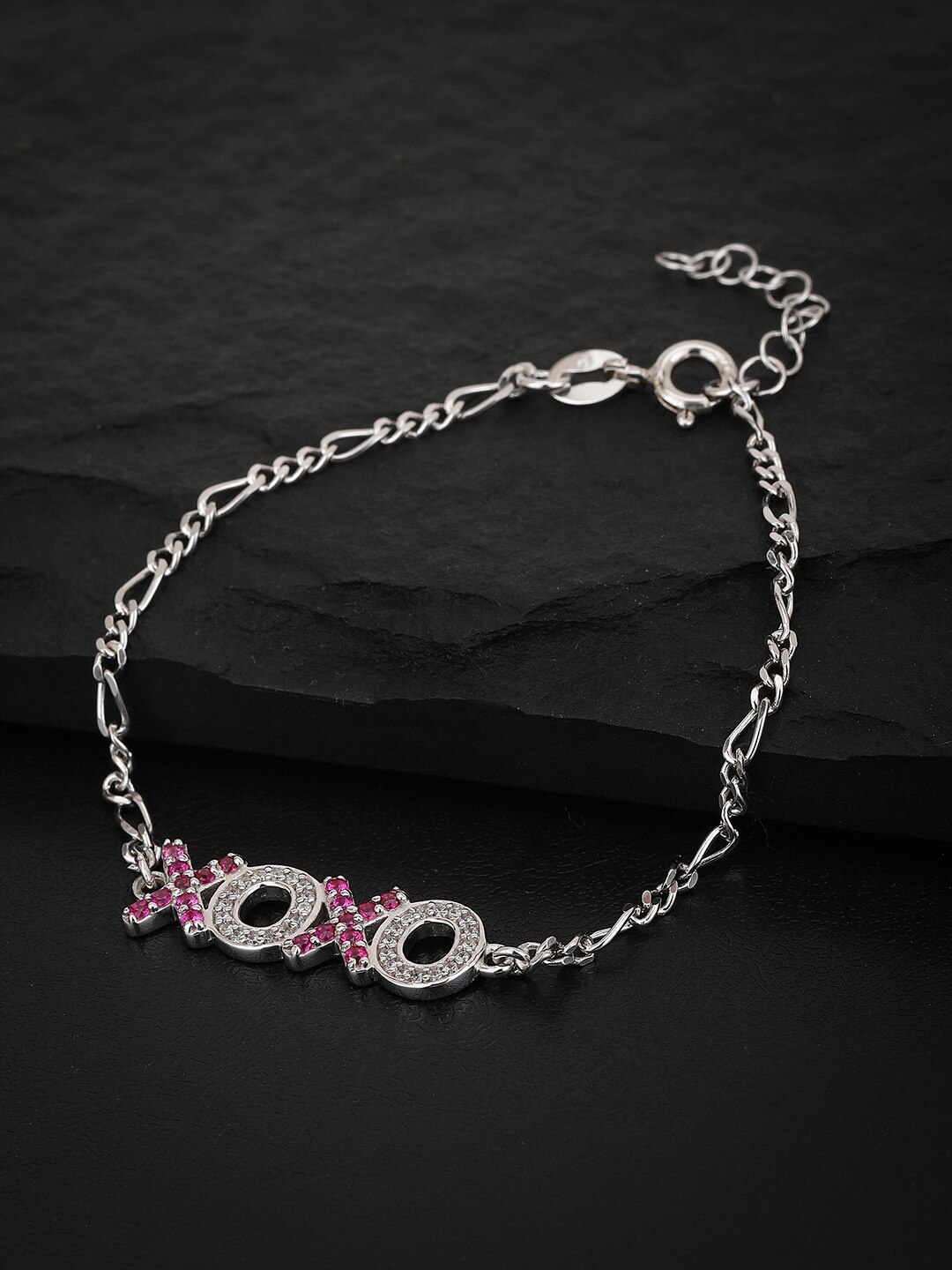 

VANBELLE Women Rhodium-Plated 925 Sterling Silver Cubic Zirconia Link Bracelet