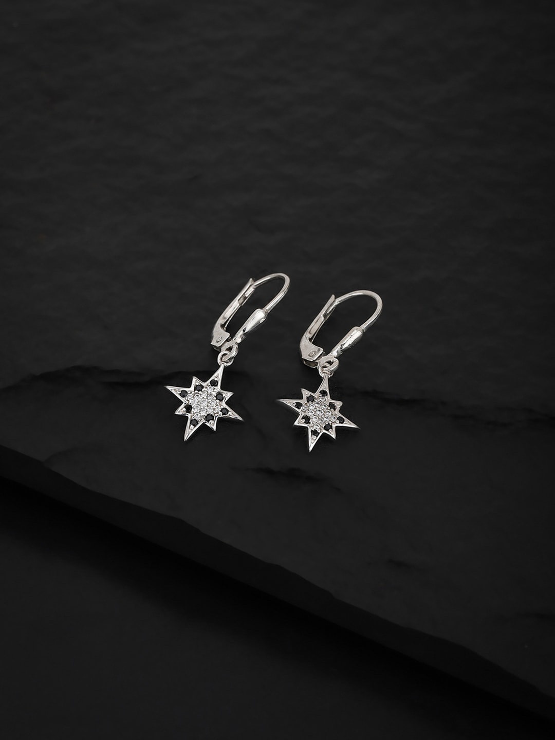 

VANBELLE 925 Sterling Silver-Toned Star Shaped Drop Earrings
