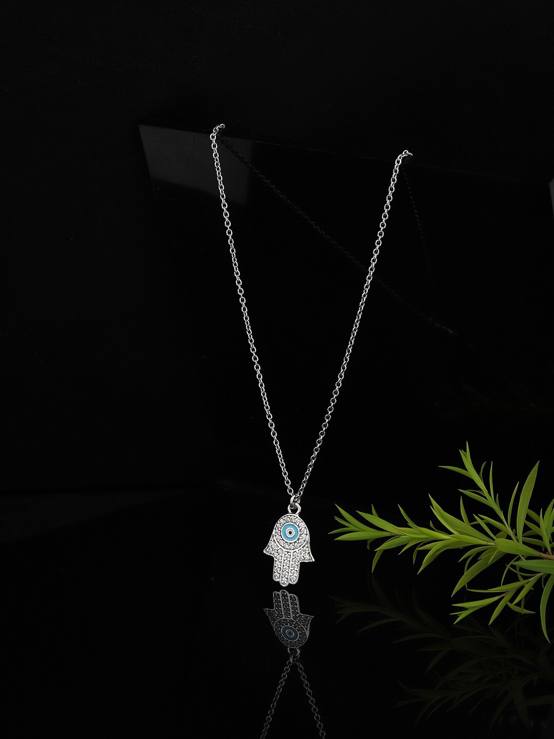 

VANBELLE 925 Sterling Silver & Blue Rhodium-Plated Enamelled Necklace