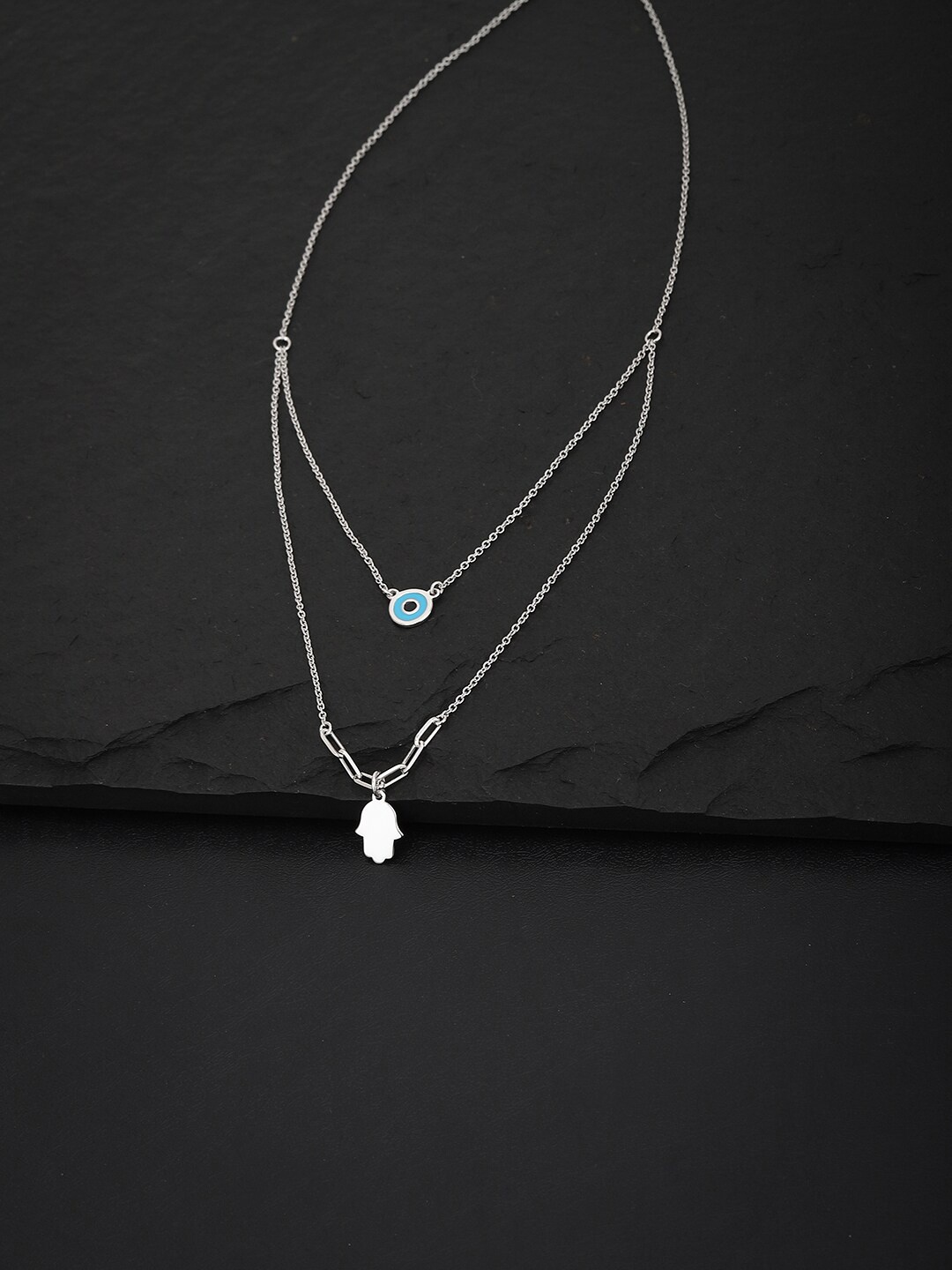 

VANBELLE 925 Sterling Silver & Blue Rhodium-Plated Layered Necklace