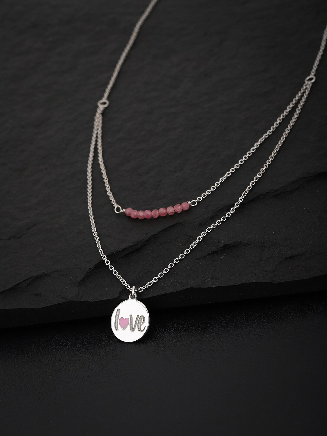 

VANBELLE 925 Sterling Silver Rhodium-Plated Layered Necklace
