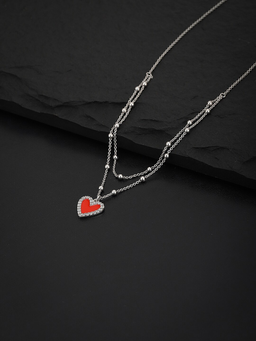 

VANBELLE 925 Sterling Silver Rhodium-Plated Layered Necklace