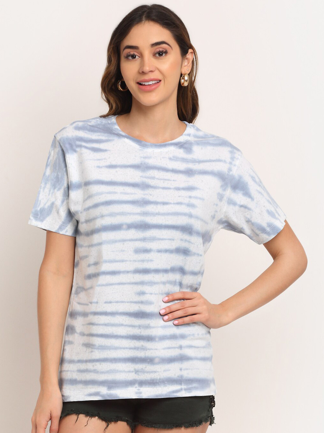 

Ennoble Woman Grey Tie and Dye Dyed Loose T-shirt