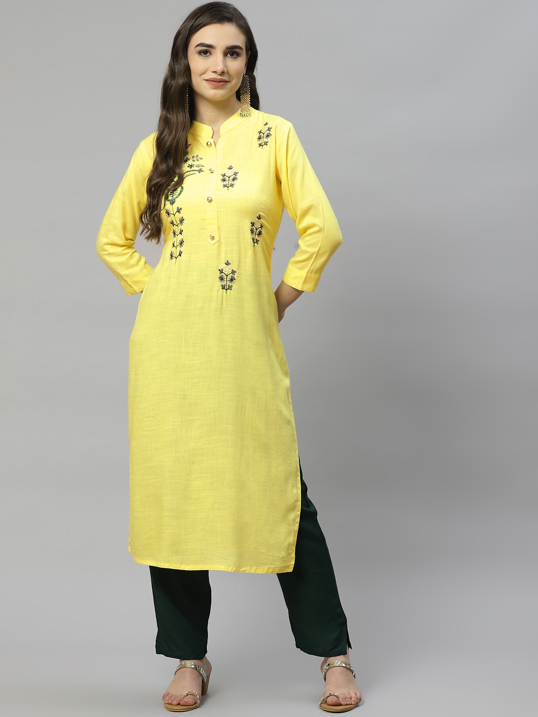

HIGHLIGHT FASHION EXPORT Women Yellow Kurta with Trousers