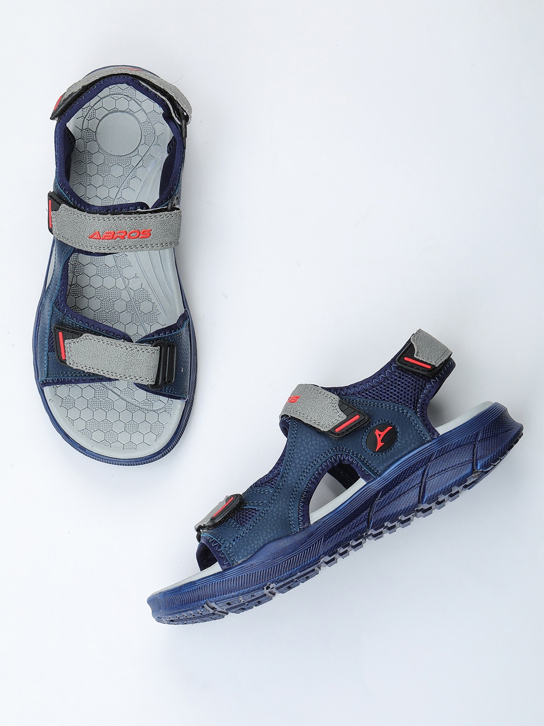 

ABROS Men Navy Blue & Grey Comfort Sandals