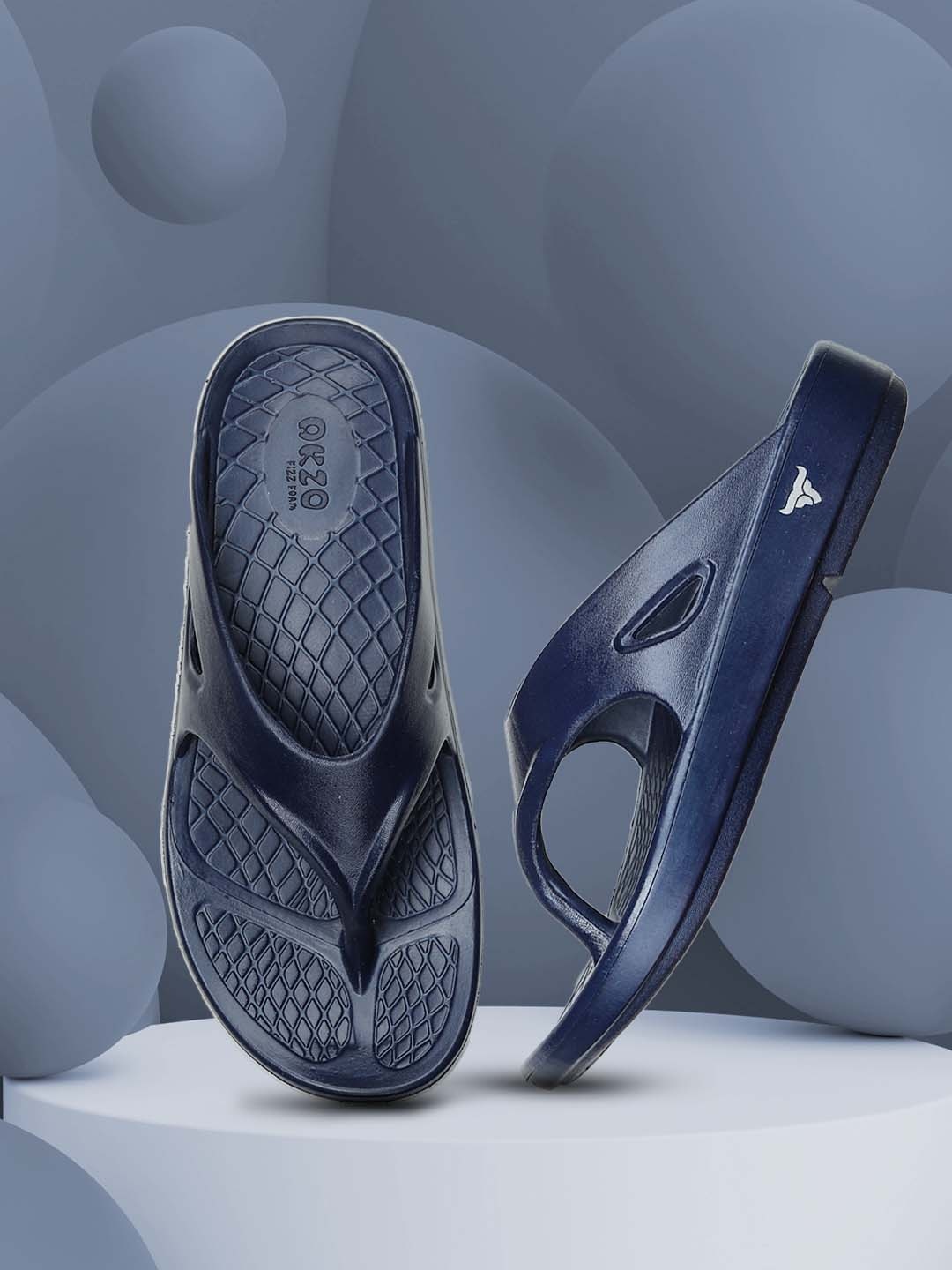 

ABROS Men Navy Blue Rubber Thong Flip-Flops