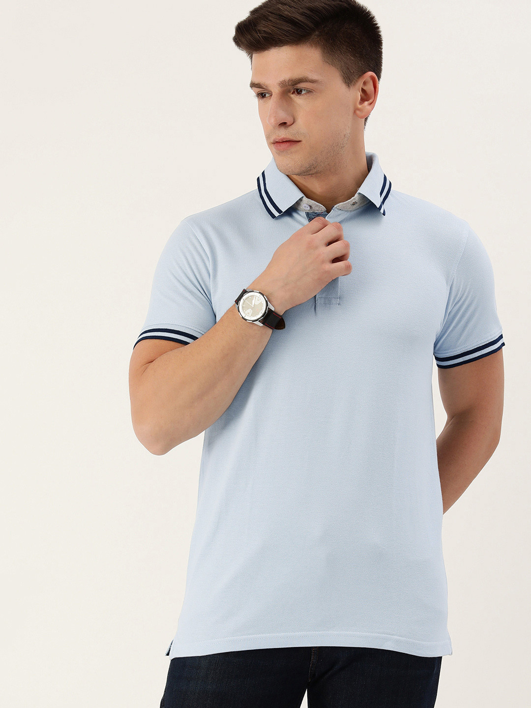 

DILLINGER Men Blue Polo Collar Pure Cotton T-shirt