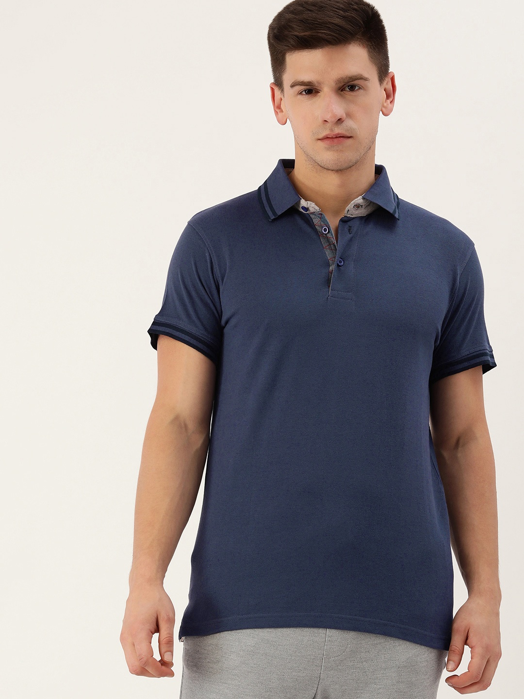 

DILLINGER Men Navy Blue Polo Collar Pure Cotton T-shirt