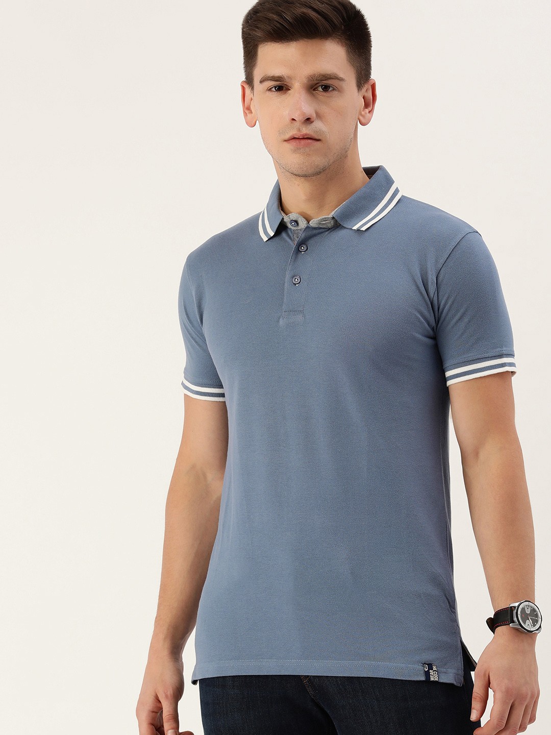 

DILLINGER Men Blue Polo Collar Pure Cotton T-shirt