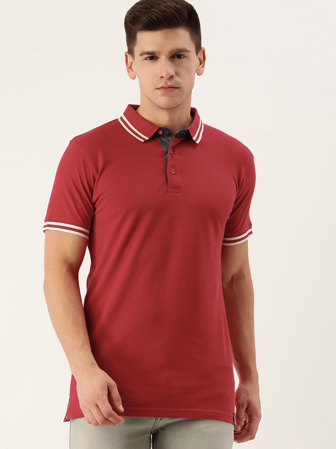 

DILLINGER Men Red Polo Collar Pure Cotton T-shirt