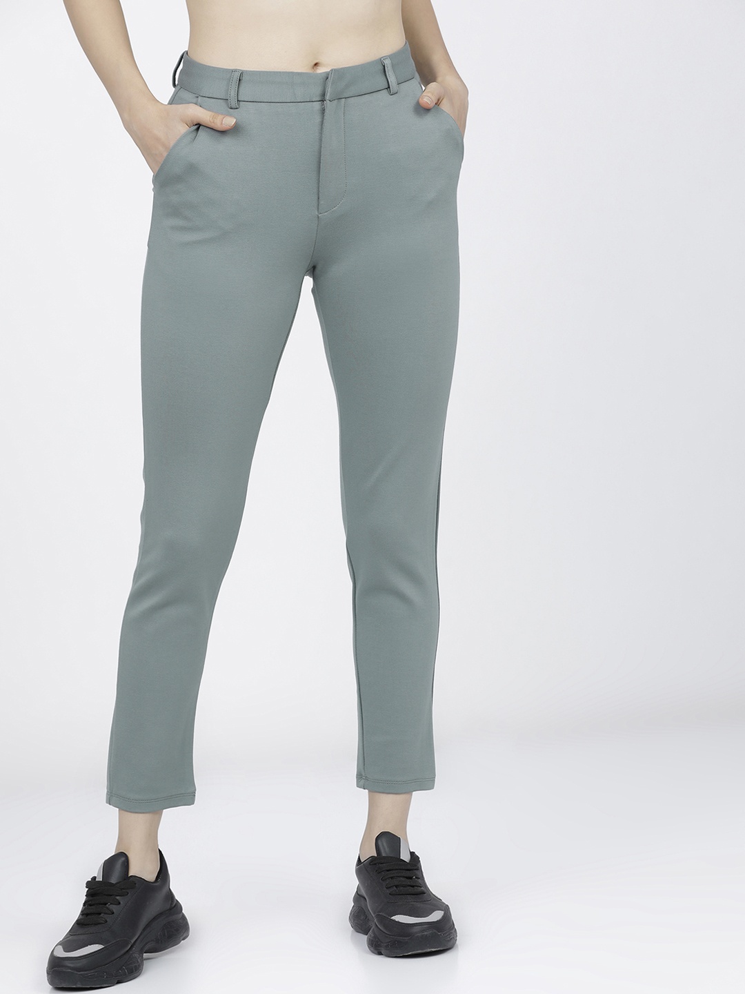 

Tokyo Talkies Women Green Slim Fit Trousers