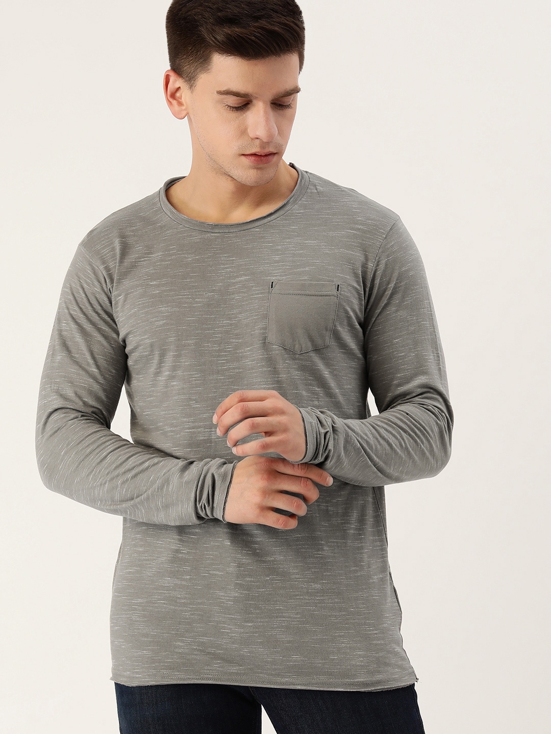 

DILLINGER Men Grey Melange Pure Cotton T-shirt