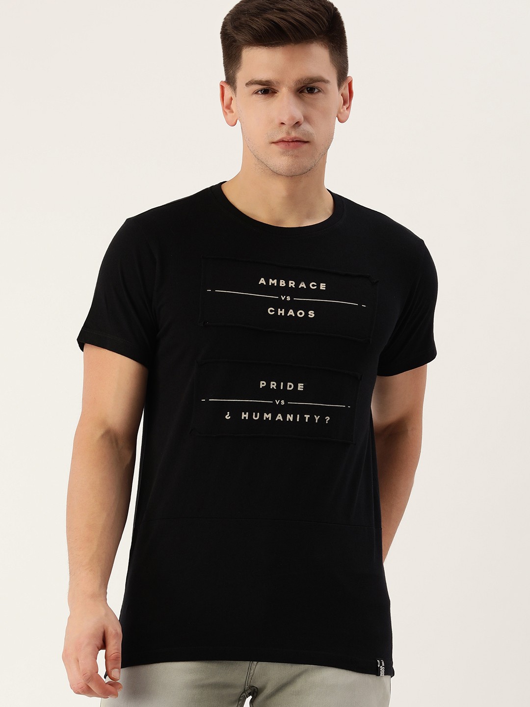 

DILLINGER Men Black Typography Printed Pure Cotton T-shirt