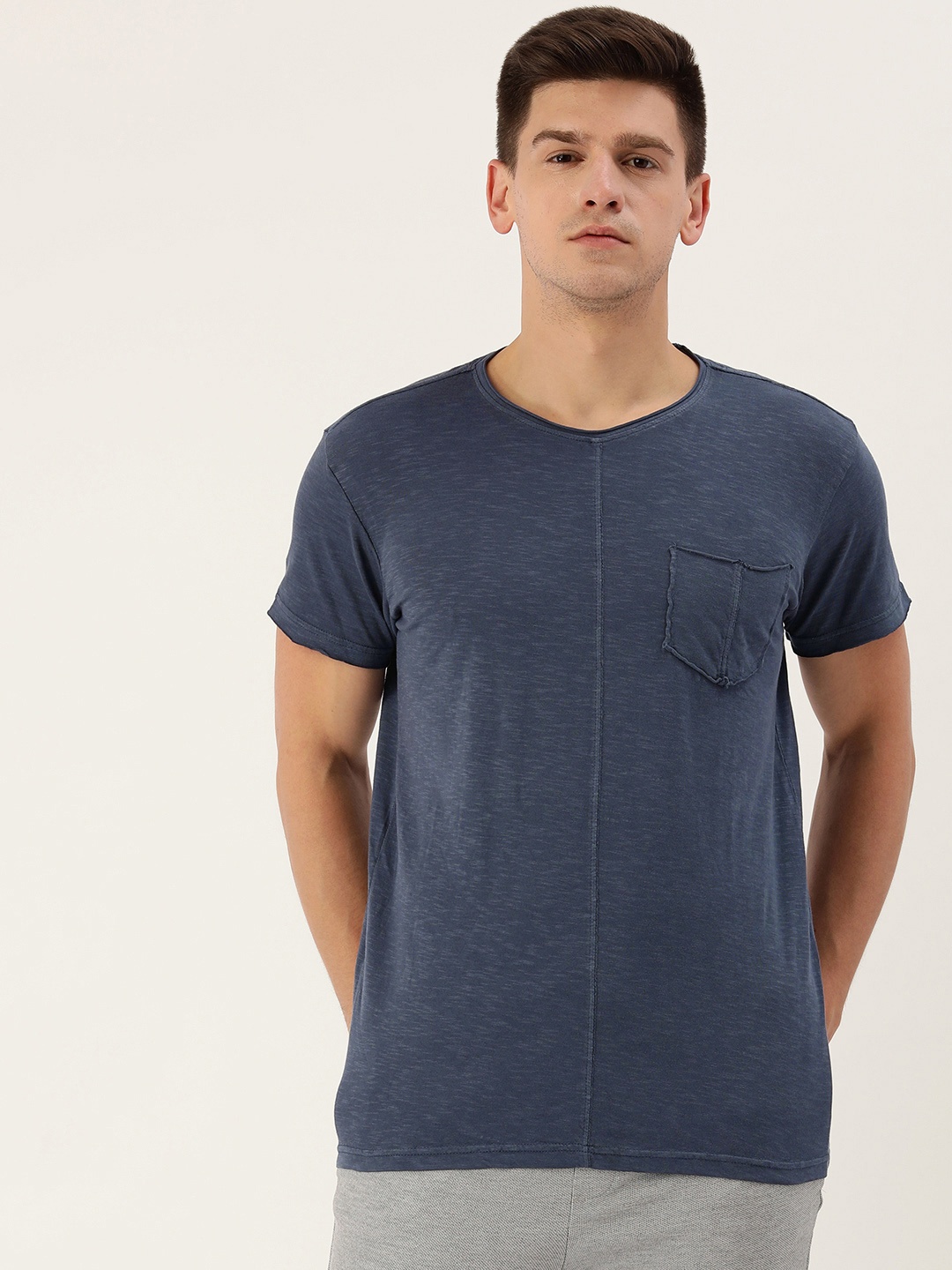

DILLINGER Men Navy Blue Pure Cotton T-shirt