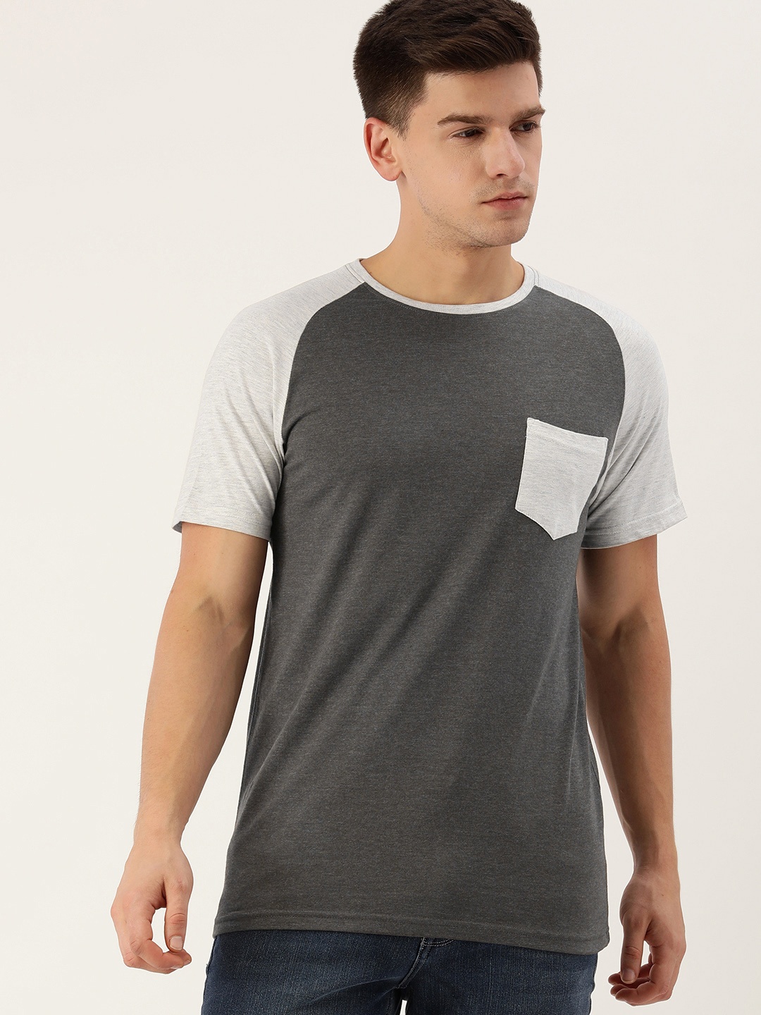 

DILLINGER Men Charcoal Grey Pure Cotton T-shirt
