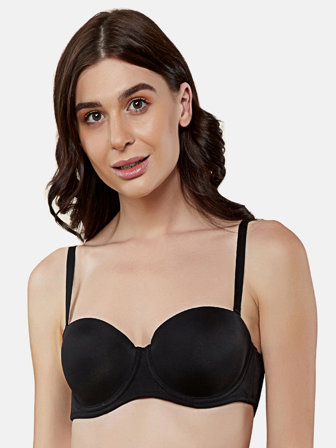 

Triumph T-shirt Bra 101 Invisible Wired Half Cup Padded Detachable Multioptional Transparent Backless Party Bra, Black