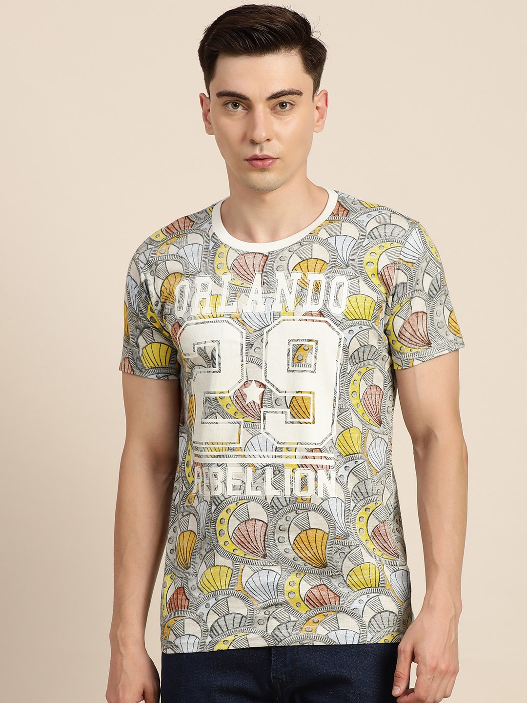 

Difference of Opinion Men Off White & Black Pure Cotton Varsity Printed T-shirt
