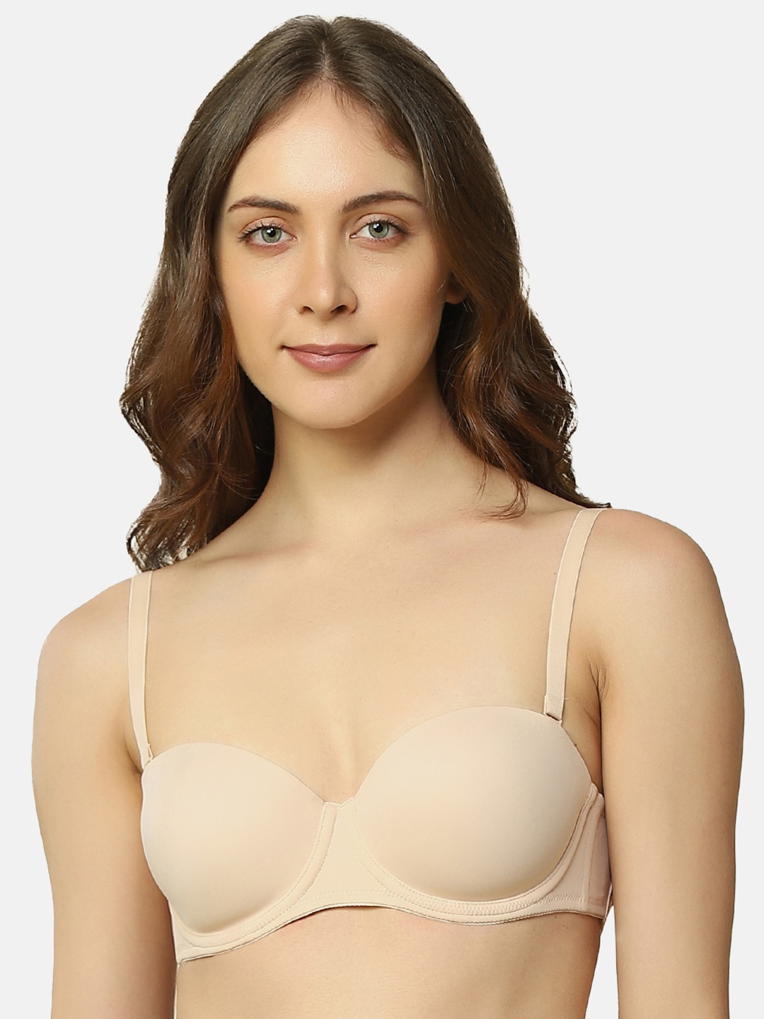 

Triumph T-shirt Bra 101 Invisible Wired Half Cup Padded Detachable Multioptional Transparent Backless Party Bra, Beige