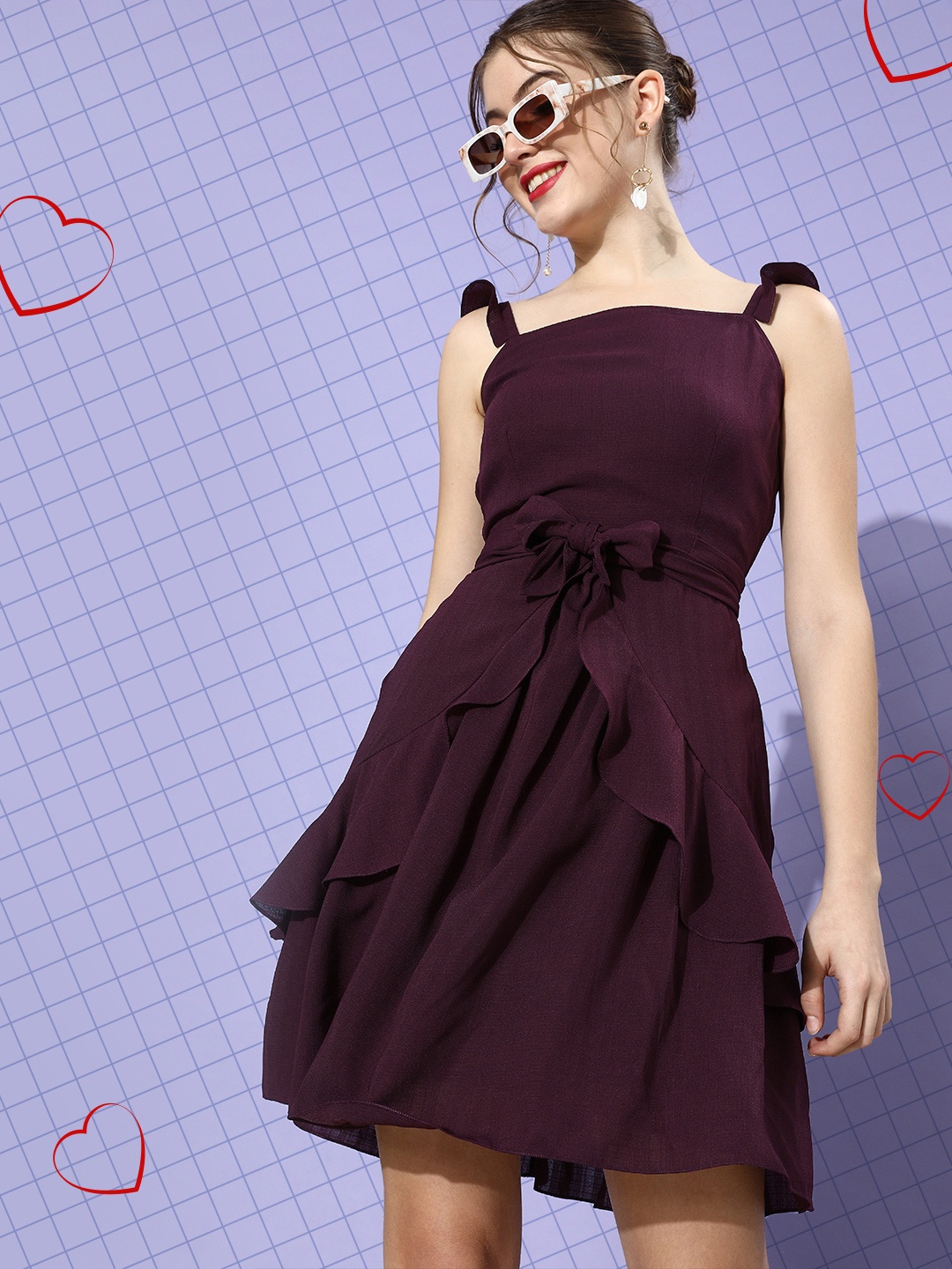 

Miss Chase Women Charming Purple Solid Ruffled Dress
