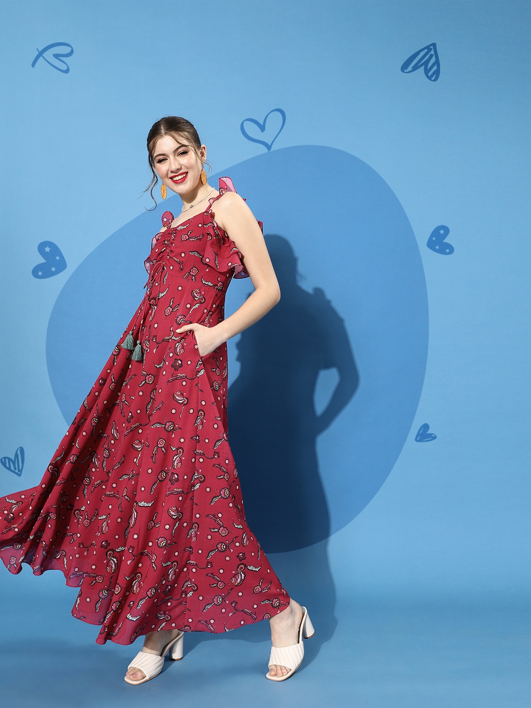 

Miss Chase Women Elegant Multi-Coloured Floral Ruched Dress