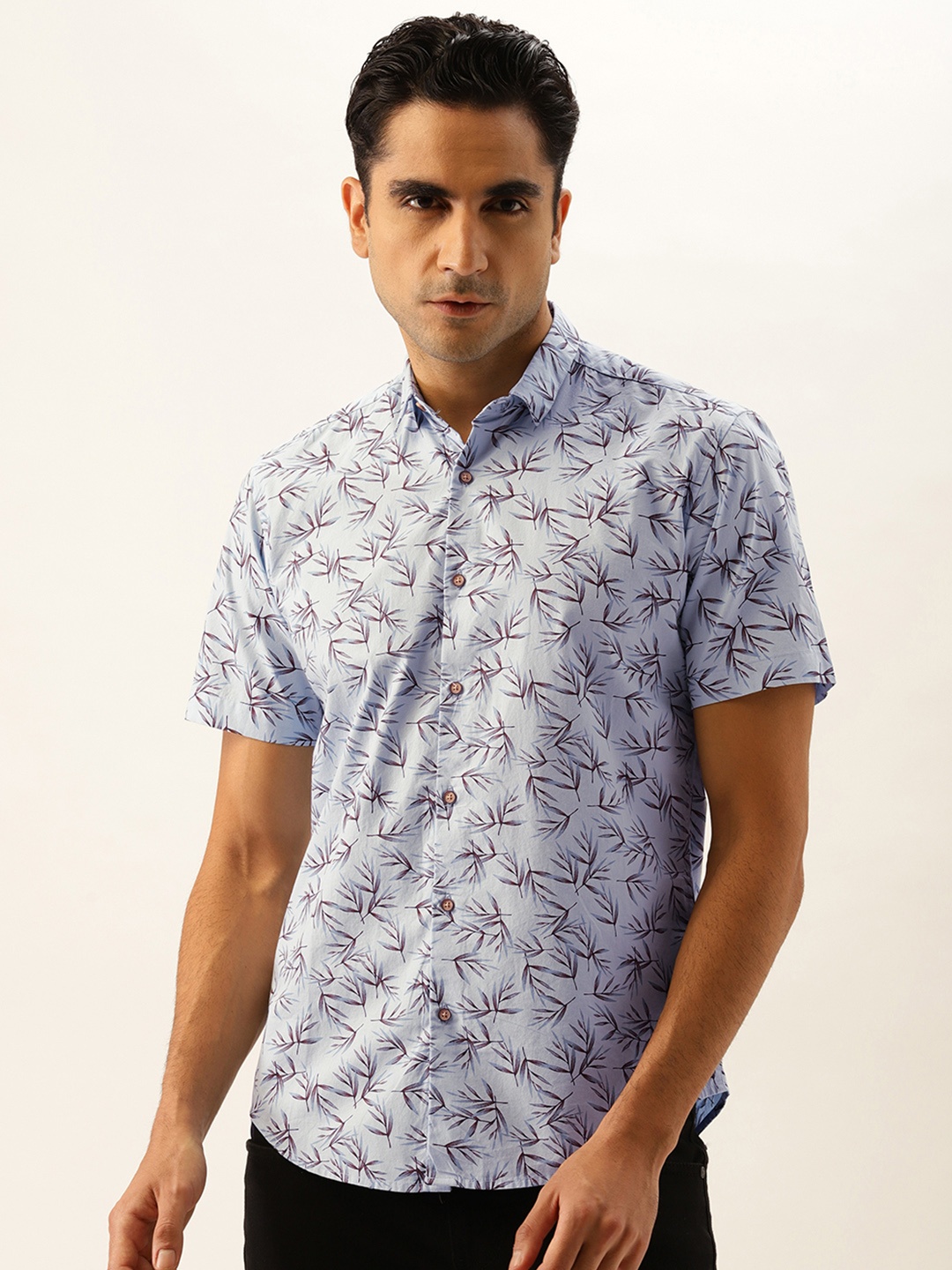 

Bene Kleed Men Blue & Brown Slim Fit Floral Printed Pure Cotton Casual Shirt