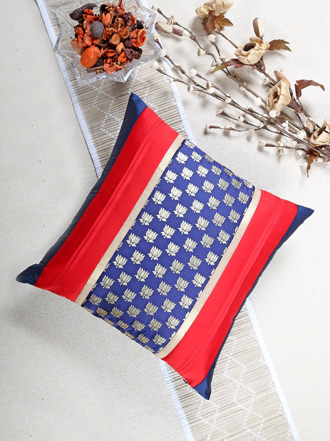 

ANS Blue & Red Floral Square Cushion Covers