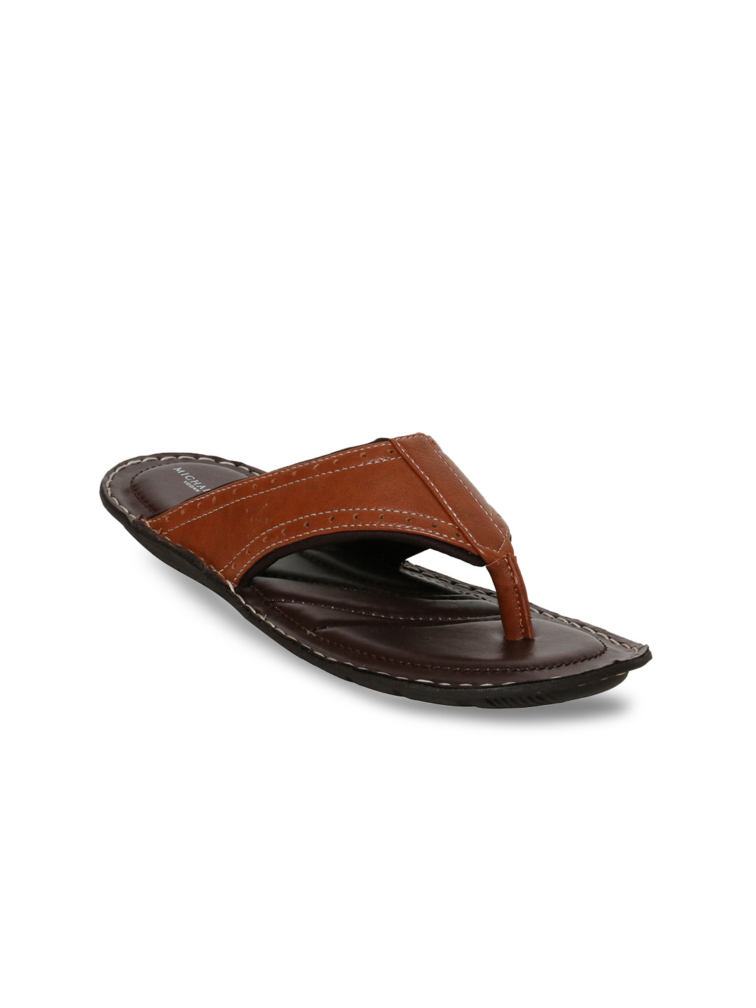 

MICHAEL ANGELO Men Tan & Brown PU Comfort Sandals