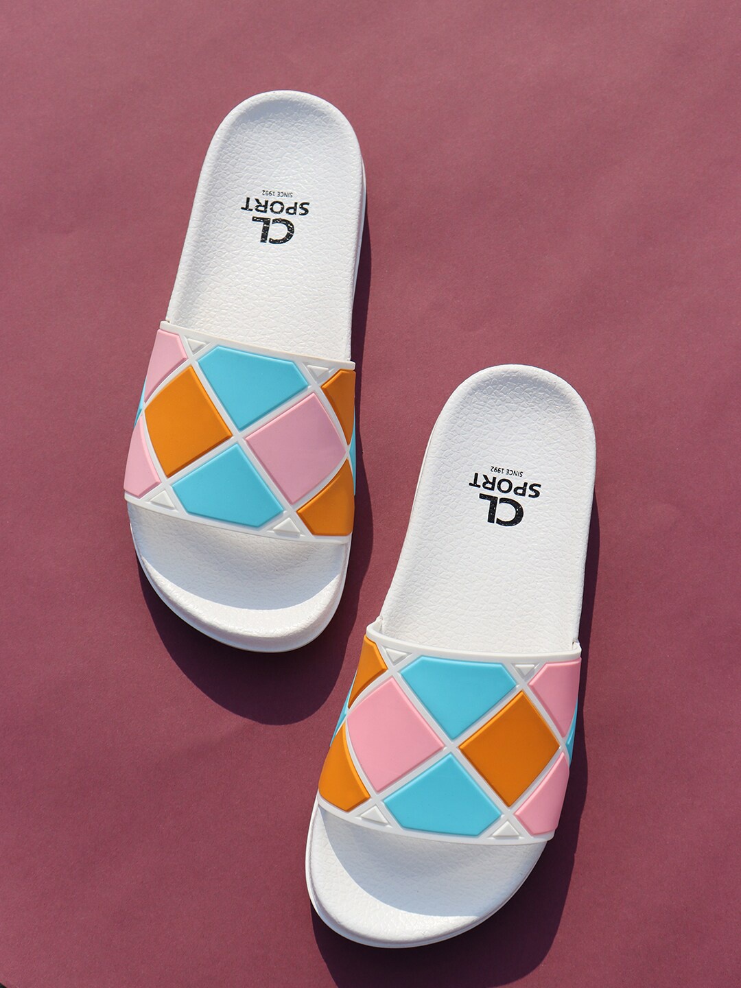 

Carlton London sports Women White & Blue Printed Sliders