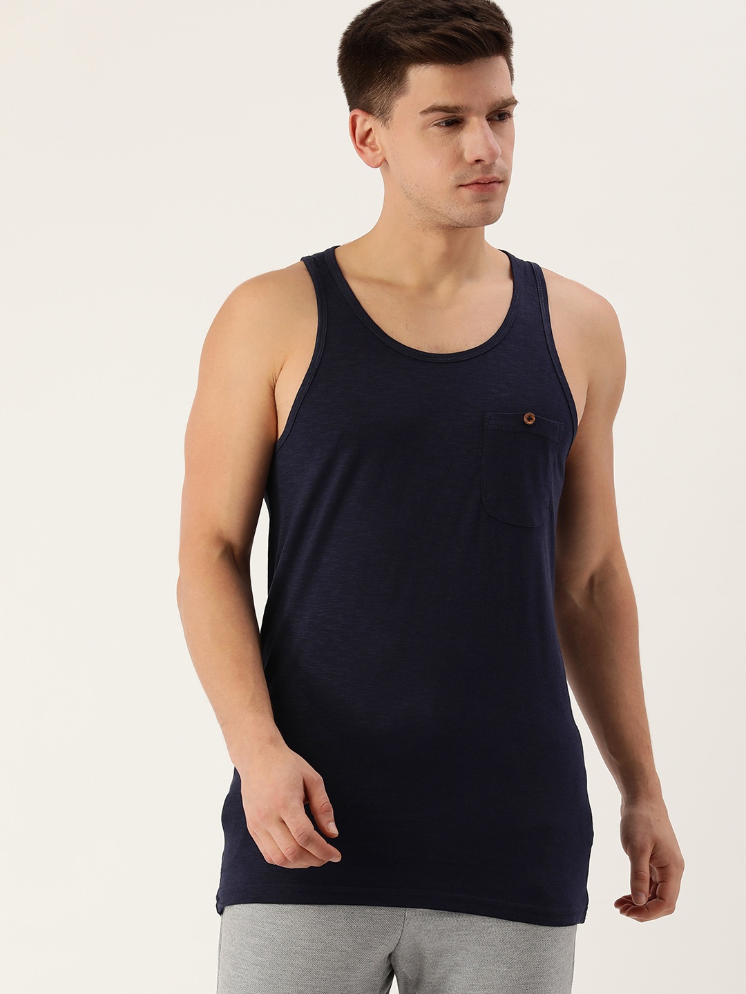 

DILLINGER Men Navy Blue Pure Cotton Sleeveless T-shirt